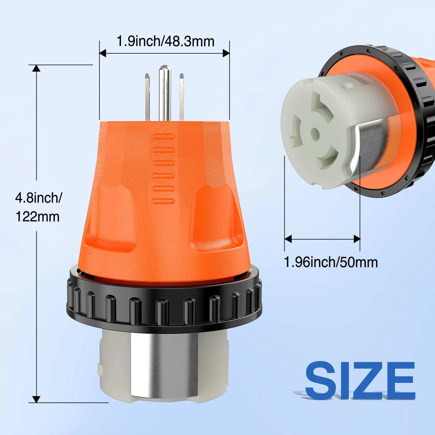 15Amp Male to 50Amp Twist Lock Female Power Adapter