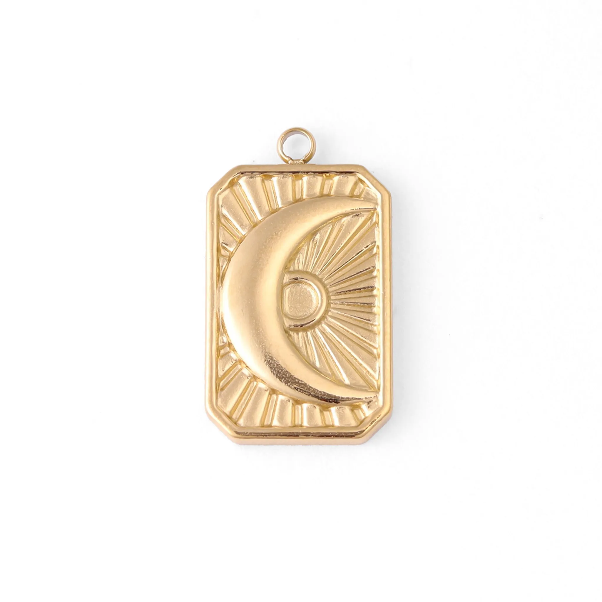 18K Gold PVD Stainless Steel Sunburst Moon Charm / PDL0062