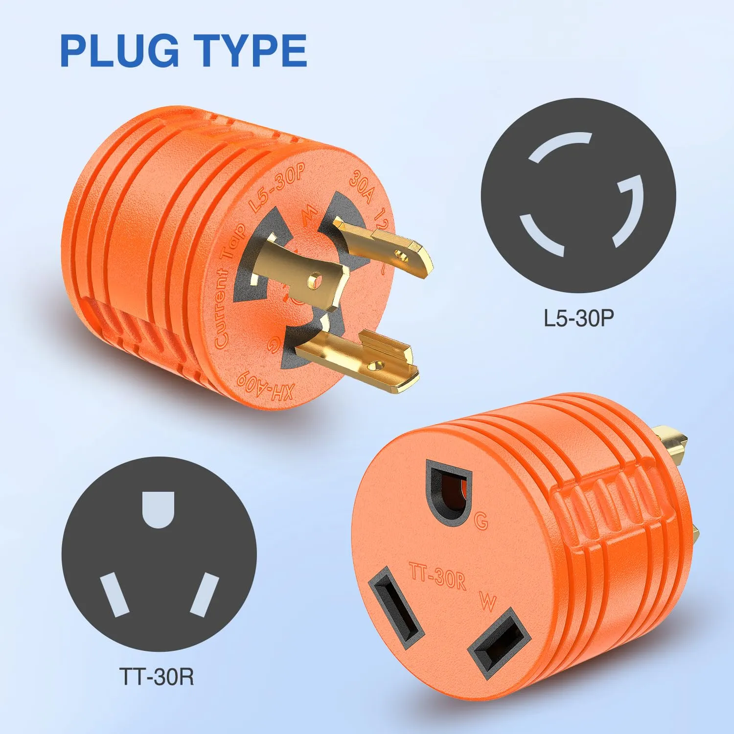 3 Prong 30Amp Male Twist Lock to 30Amp Female RV Power Adapter