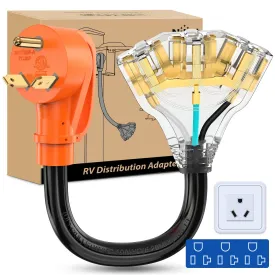 30 Amp to (3) 15/20 Amp TT-30P Male Plug to 5-15R/5-20R Female Receptacle