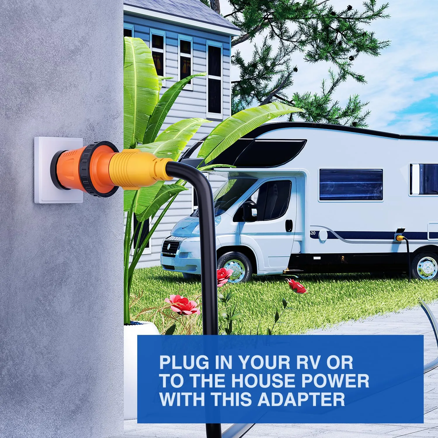 30Amp Male to 30Amp Twist Lock Female RV Power Adapter