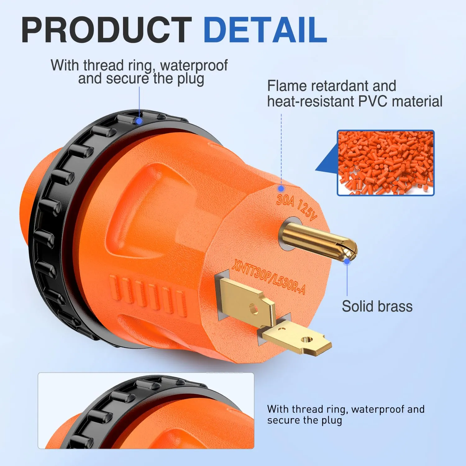 30Amp Male to 30Amp Twist Lock Female RV Power Adapter