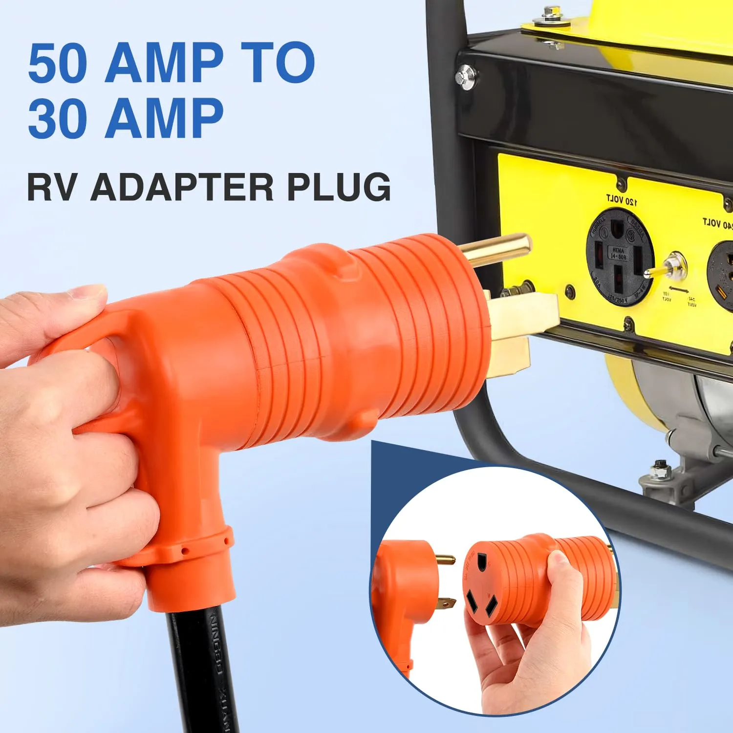 50Amp Male to 30Amp Female RV Power Adapter Plug