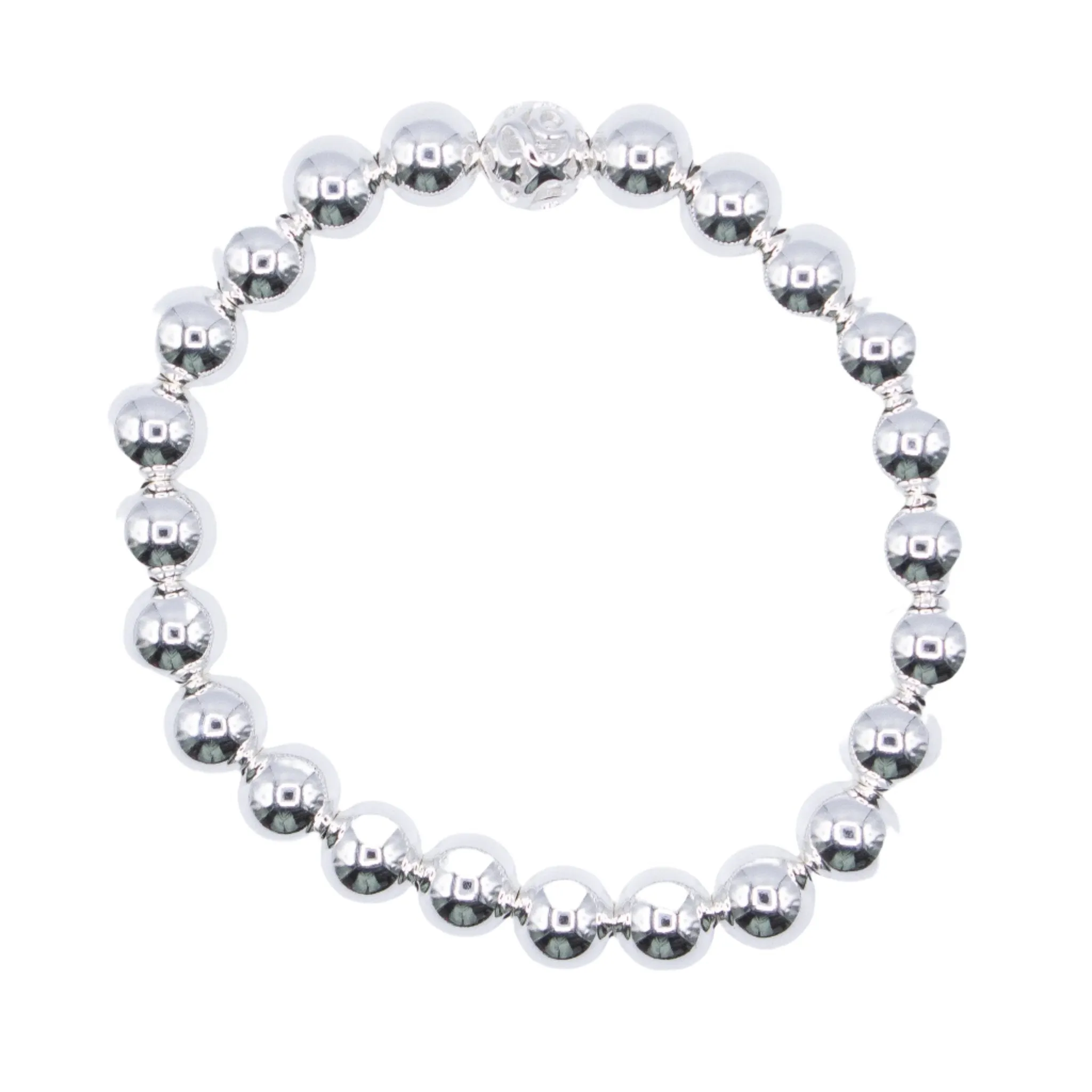 8mm Sterling Silver Smooth Beaded Bracelet