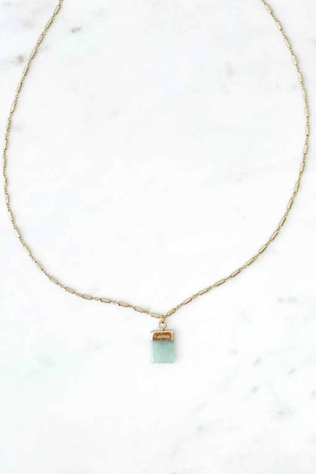 Aqua Square Stone On Chain