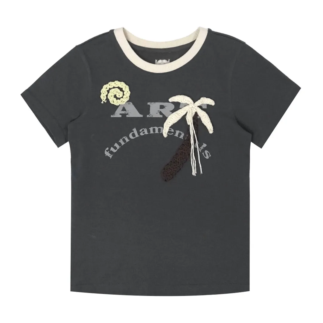 Art School Crochet T-Shirt Charcoal