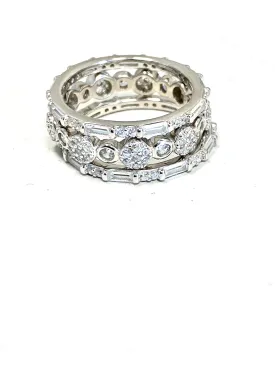 Baguette And CZ Stone Stackable Rings