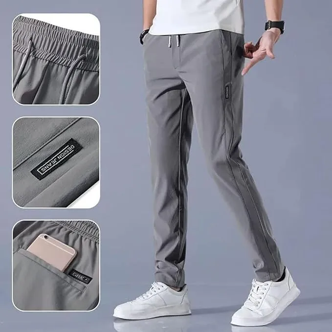 (Buy 1 Get 1 Free) Premium Men's High Stretch Skinny Lycra Pants (Black   Grey)