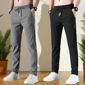 (Buy 1 Get 1 Free) Premium Men's High Stretch Skinny Lycra Pants (Black   Grey)
