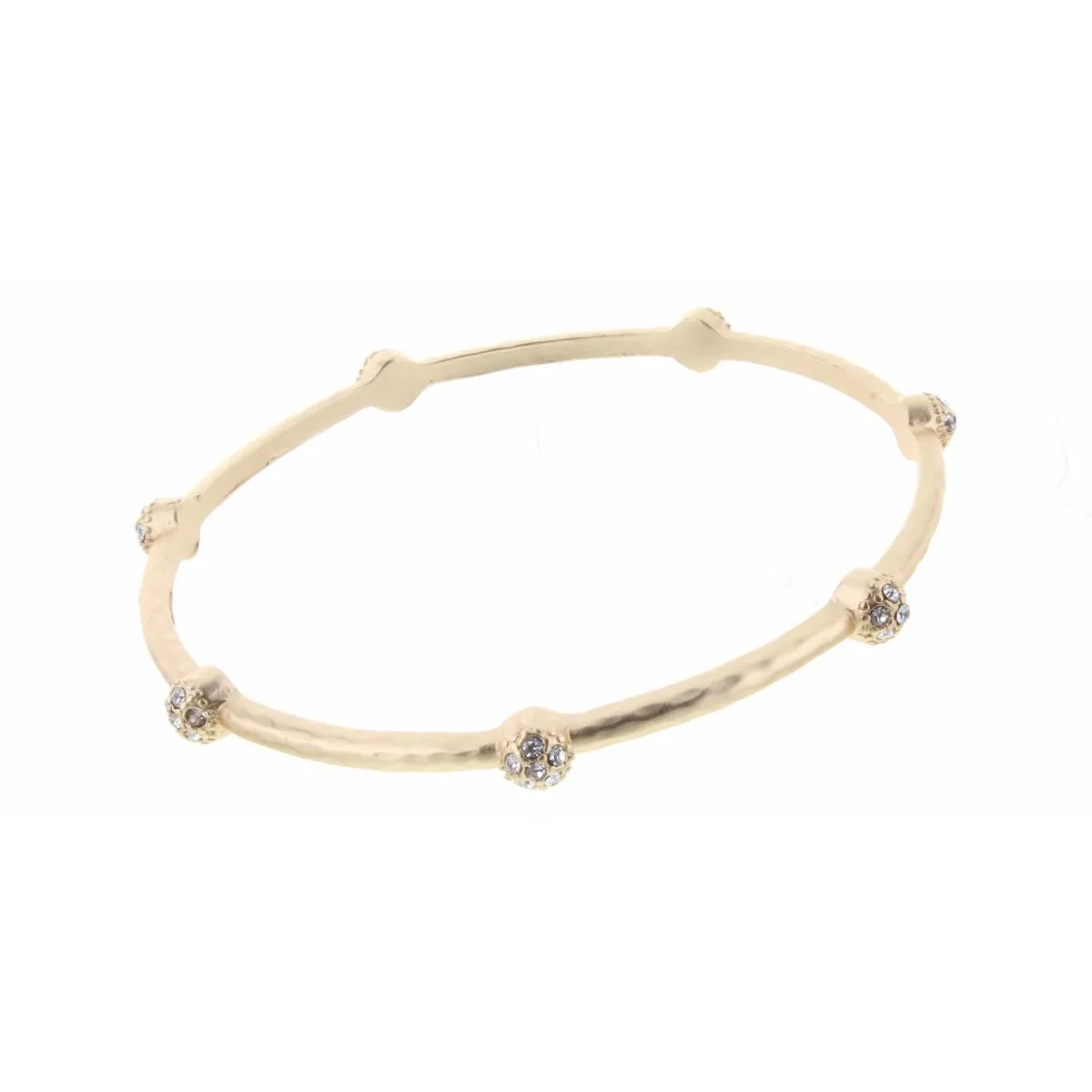 CLEAR CZECH ENCRUSTED BALL STATION BANGLE BRACELET