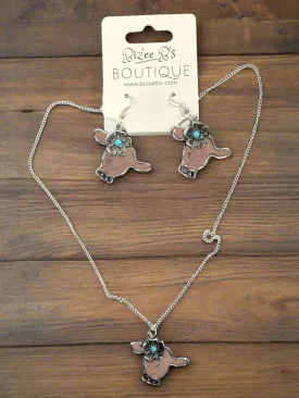 Cow and Turquoise Necklace Set