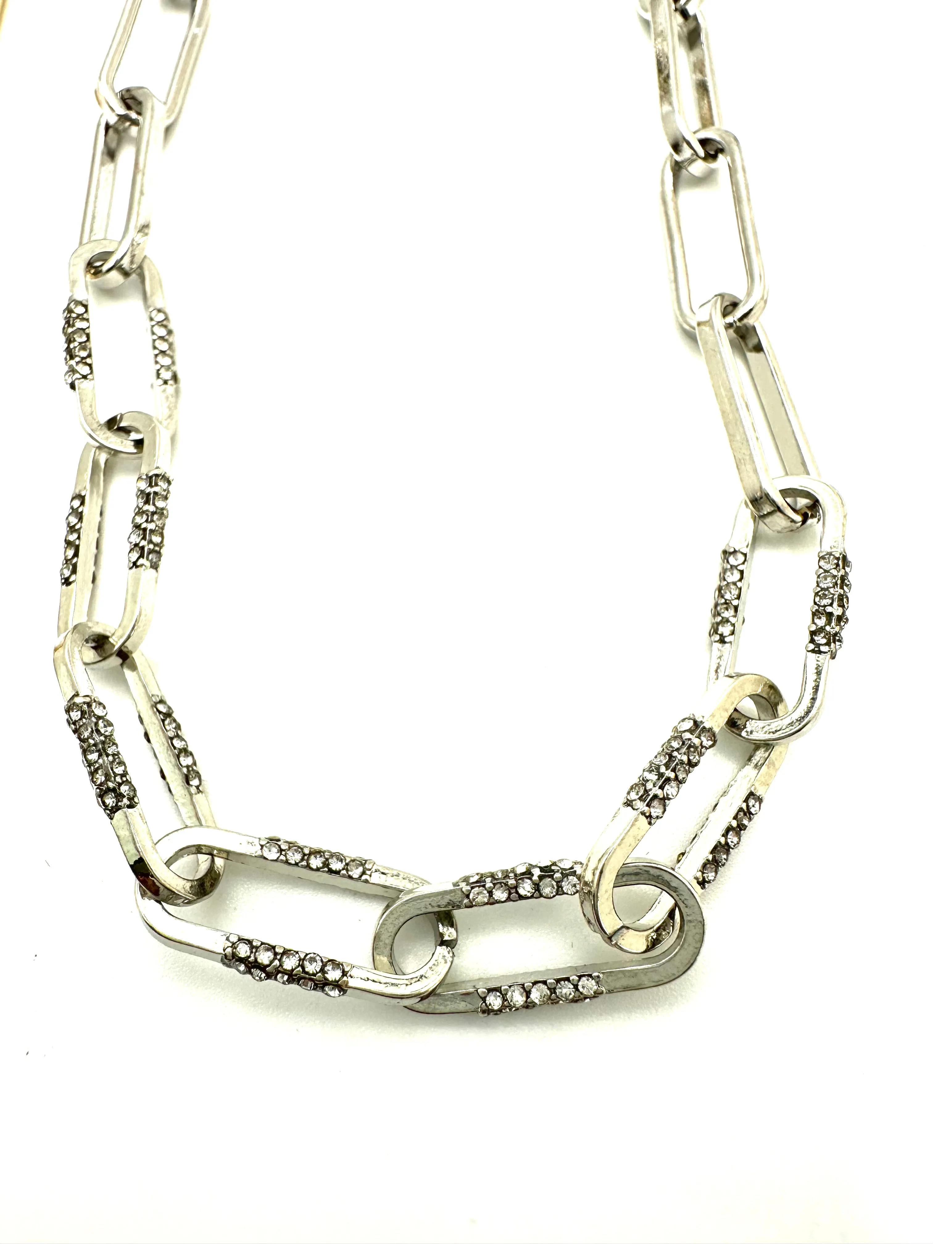 Crystal Embellished Paperclip Necklace
