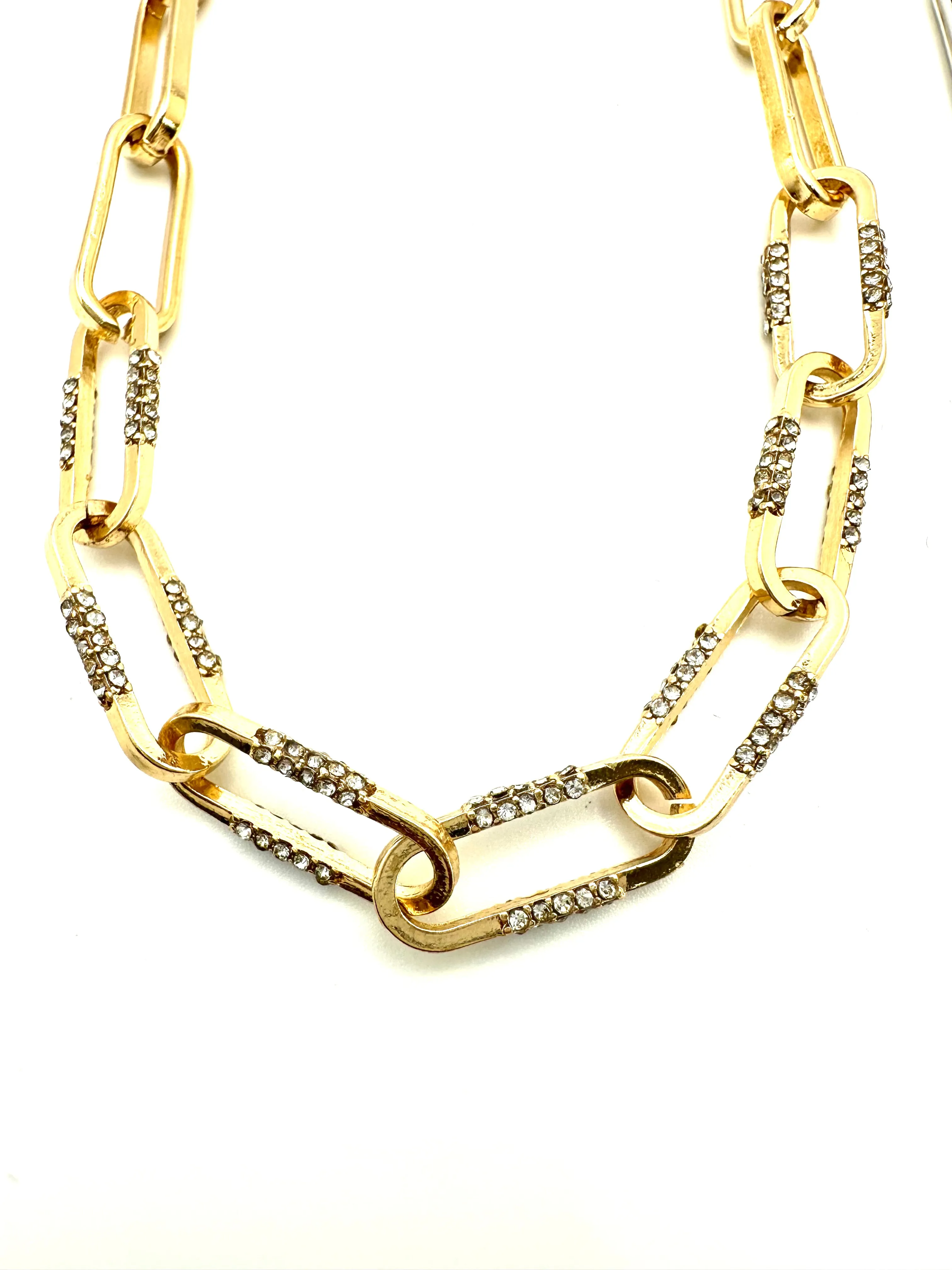 Crystal Embellished Paperclip Necklace