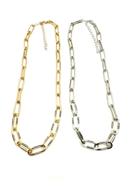 Crystal Embellished Paperclip Necklace