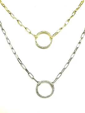 CZ Circle Link Necklace