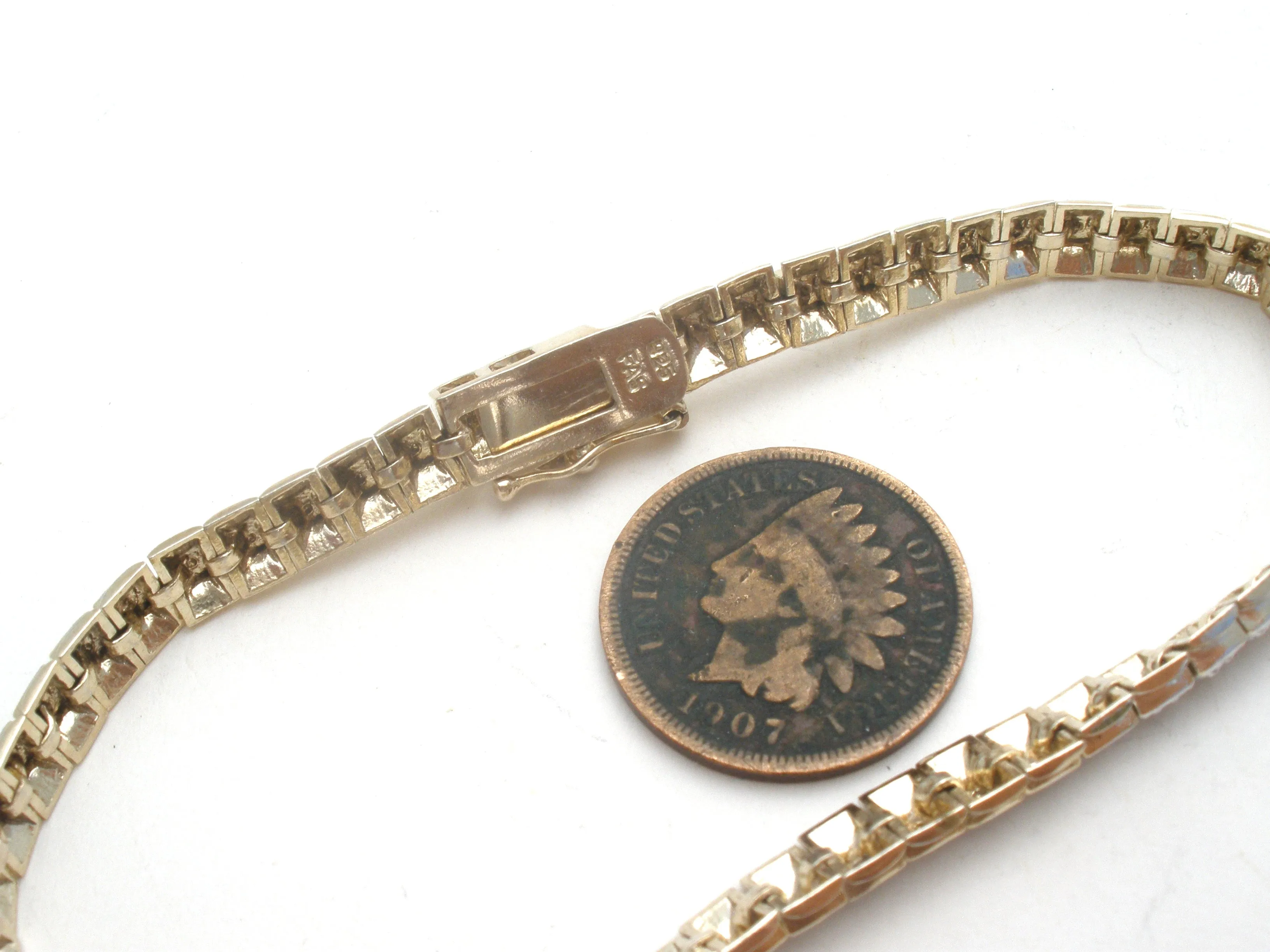Diamond Tennis Style Gold & Sterling Bracelet