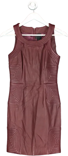 Faith Connexion Red Leather Geometric Mini Dress UK XS/S