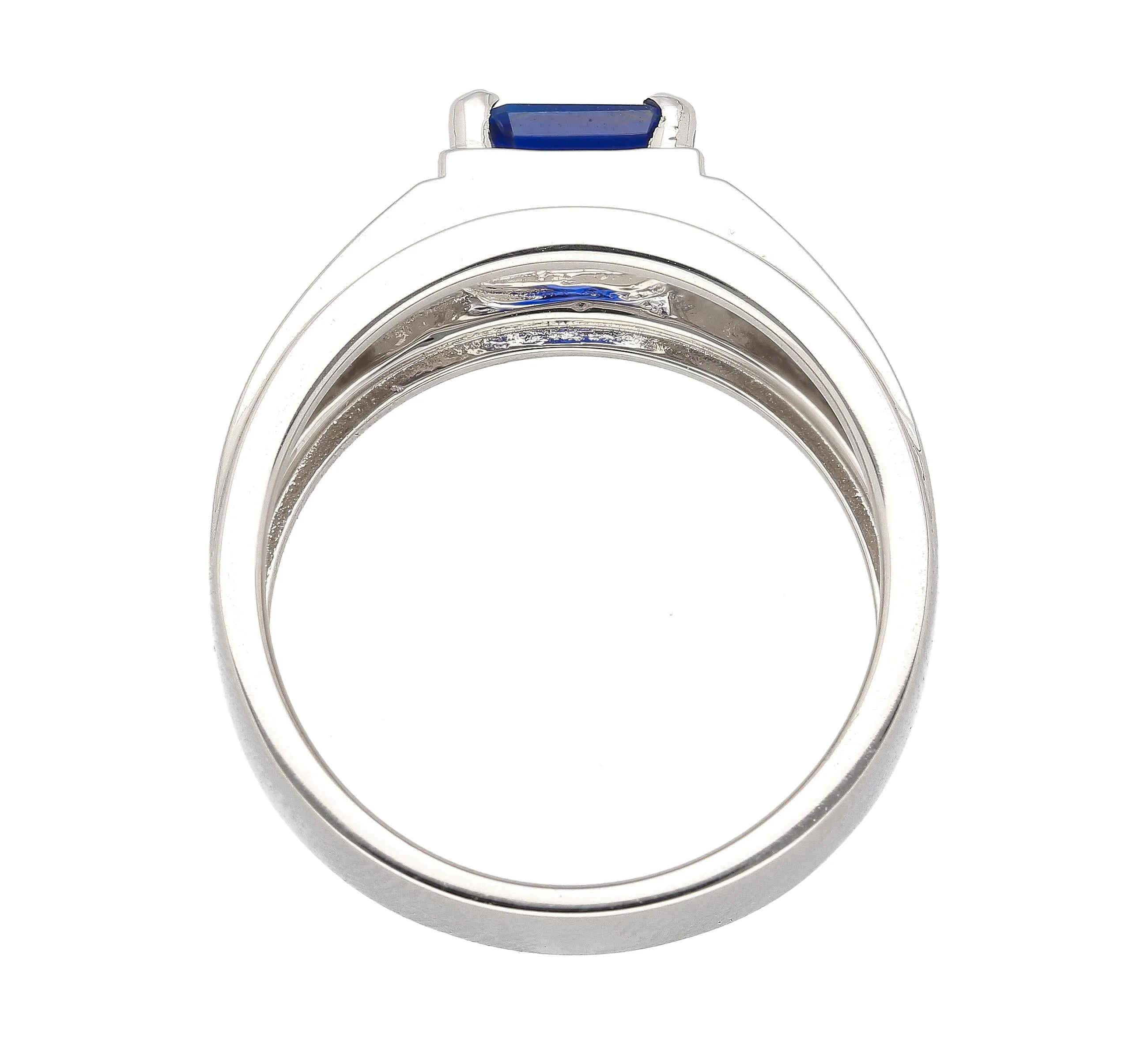 GIA Certified 2.23 Carat Square Cut Blue Sapphire Men's Matte Finish 18K Ring