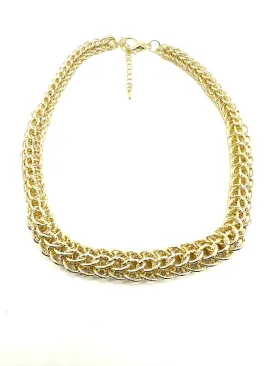 Golden Textured Links Necklace