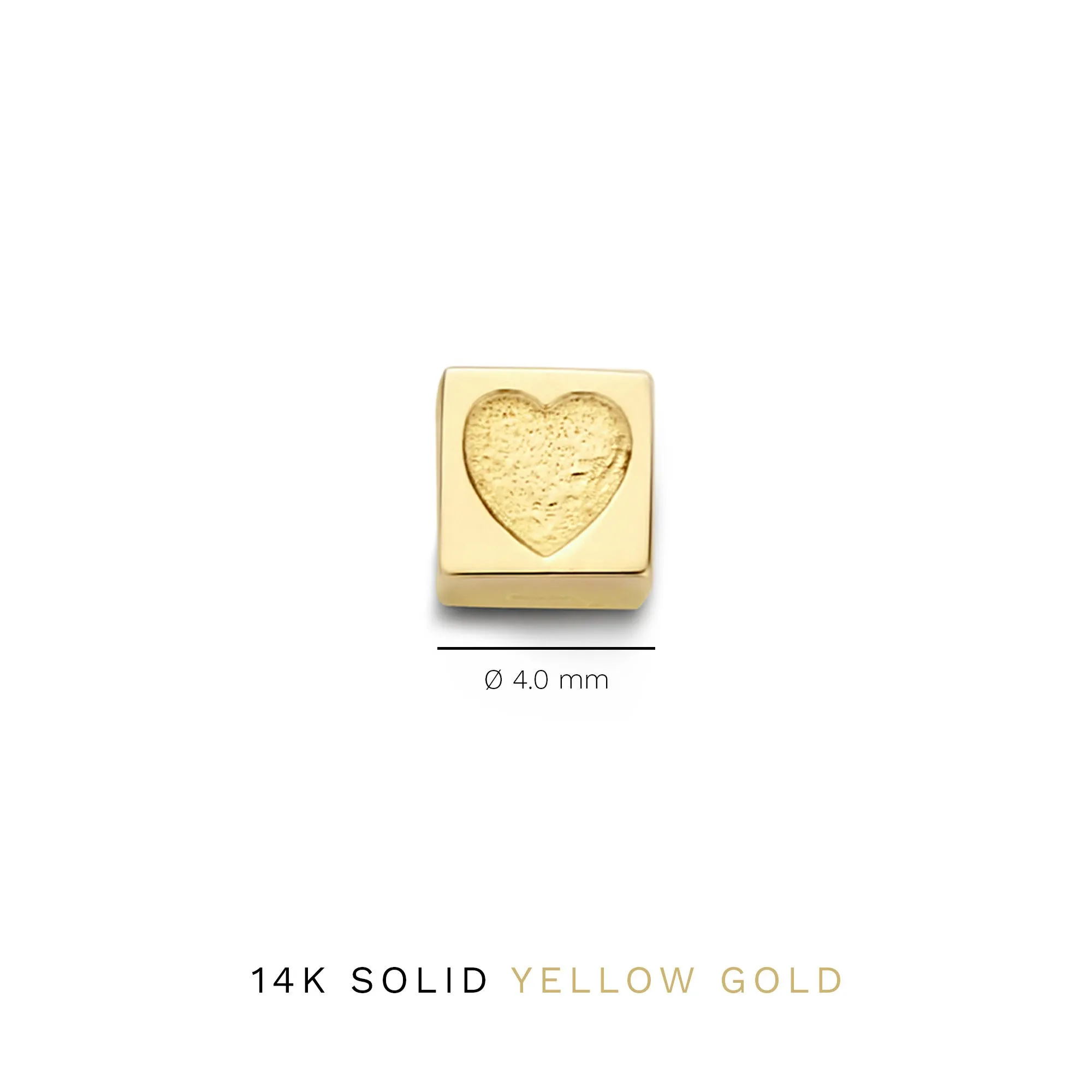 Le Marais Felie 14 karat gold cube charm with heart