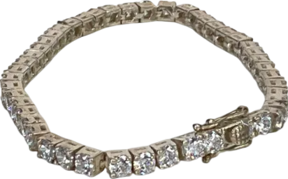 Metallic Diamanté Tennis Bracelet One Size