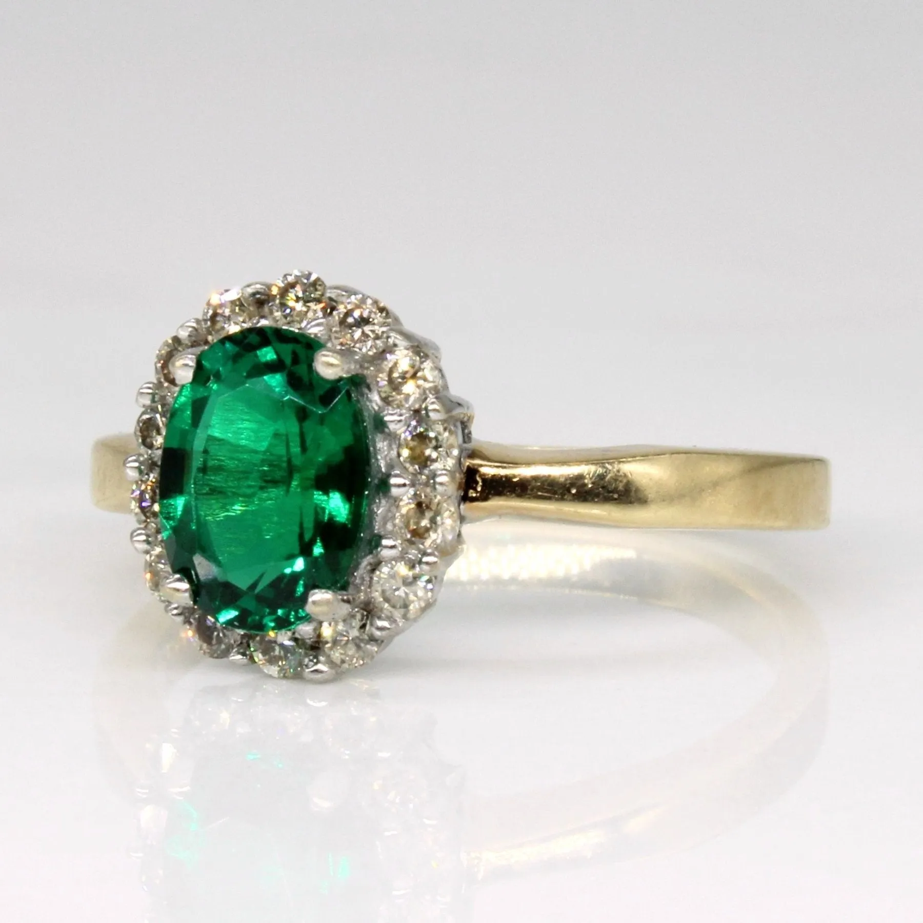 'Michael Hill' Synthetic Emerald & Diamond Ring | 0.93ct, 0.28ctw | SZ 7.25 |