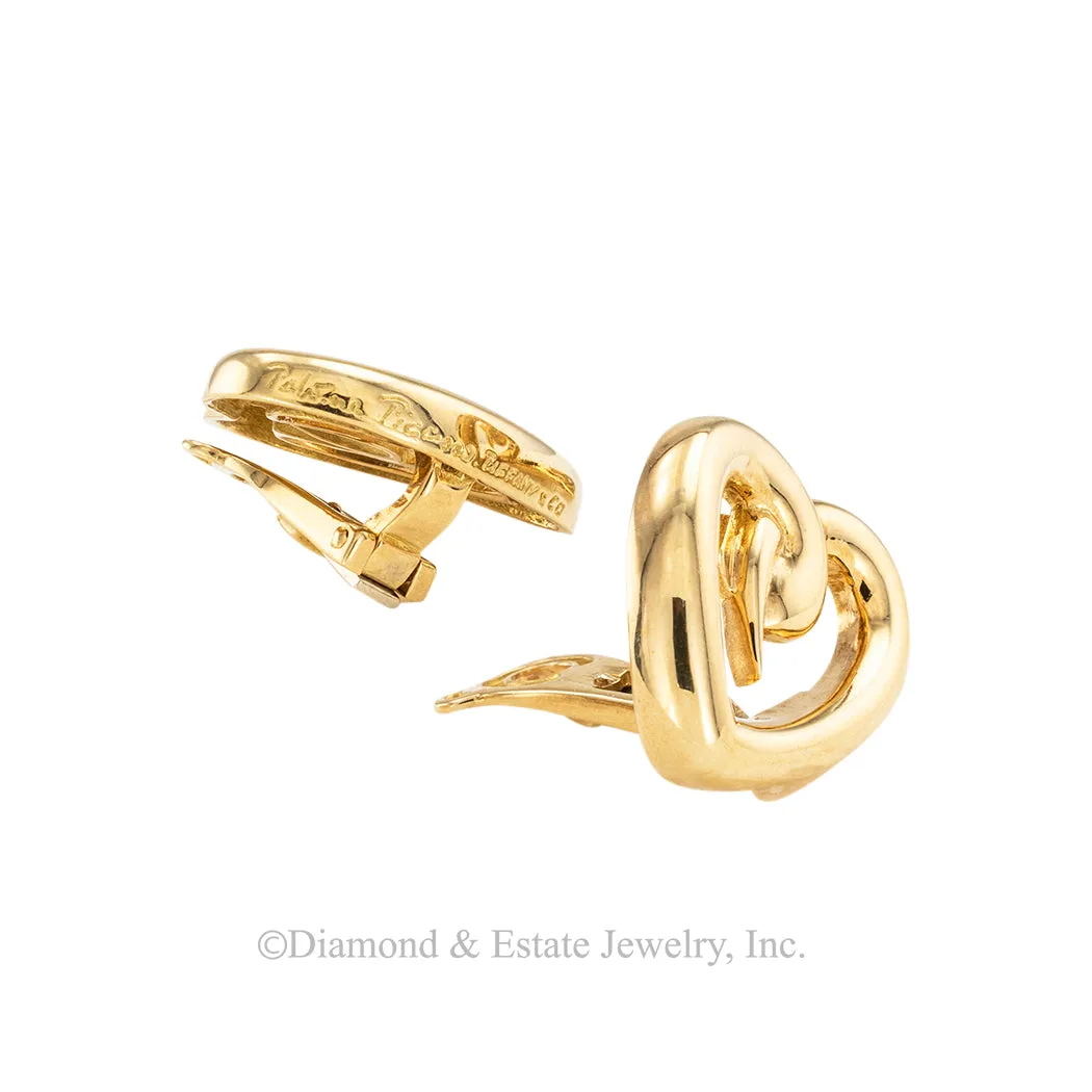 Paloma Picasso Tiffany & Co Heart Shaped Yellow Gold Clip On Earrings