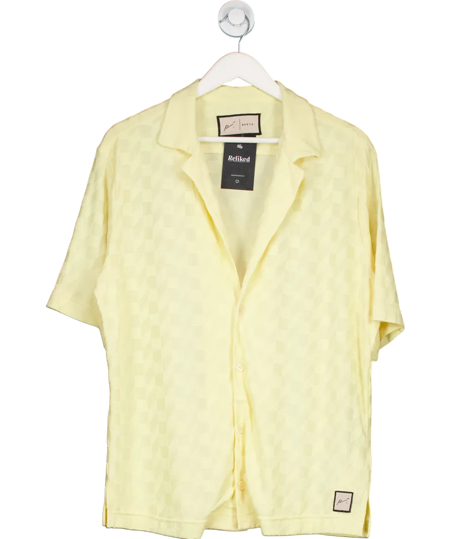 Prevu Yellow Dune Geometric-pattern Boxy-fit Stretch-jersey Shirt UK S