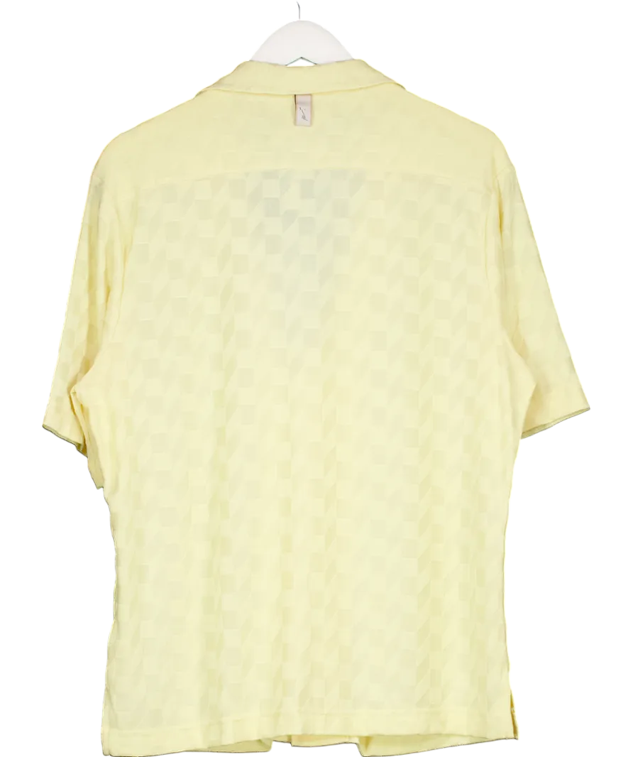 Prevu Yellow Dune Geometric-pattern Boxy-fit Stretch-jersey Shirt UK S