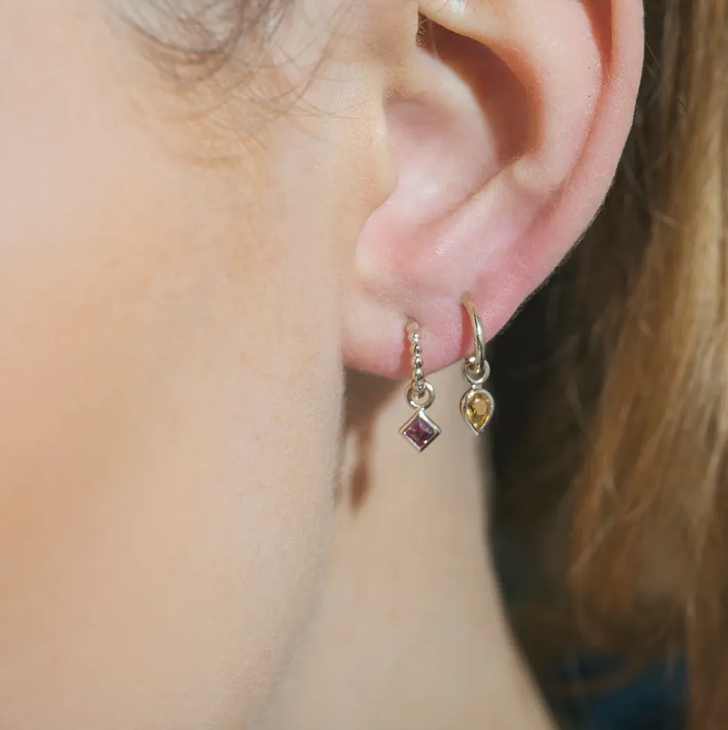 Princess Cut Gemstone Charm