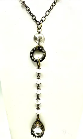 Rhinestone and Pearl Drop Necklace