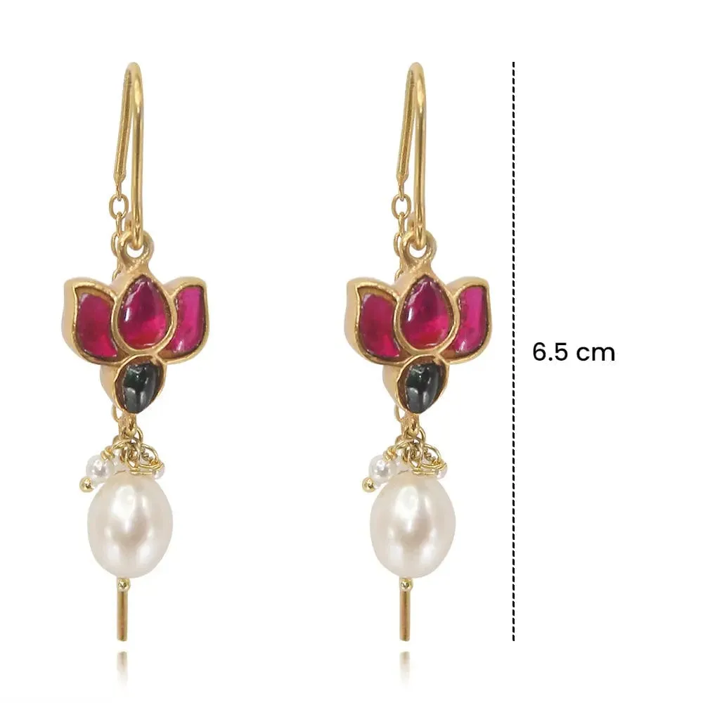 Silver 92.5 Lotus Sui Dhaga Earrings