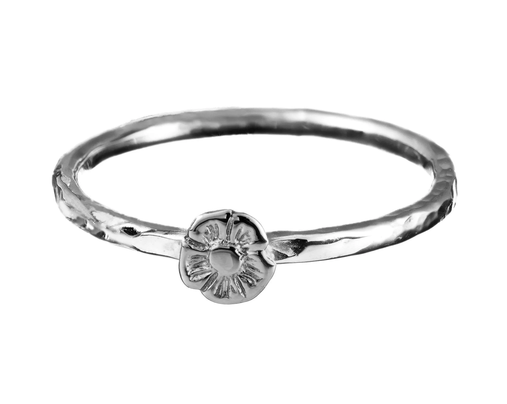 Tiny Flower Sterling Silver Stacking Rings