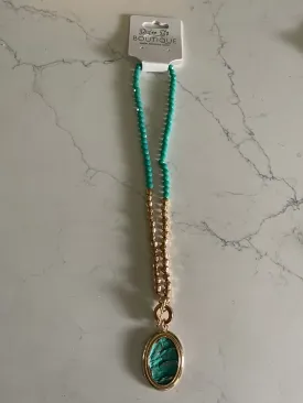 Western Cracked Look Oval Necklace